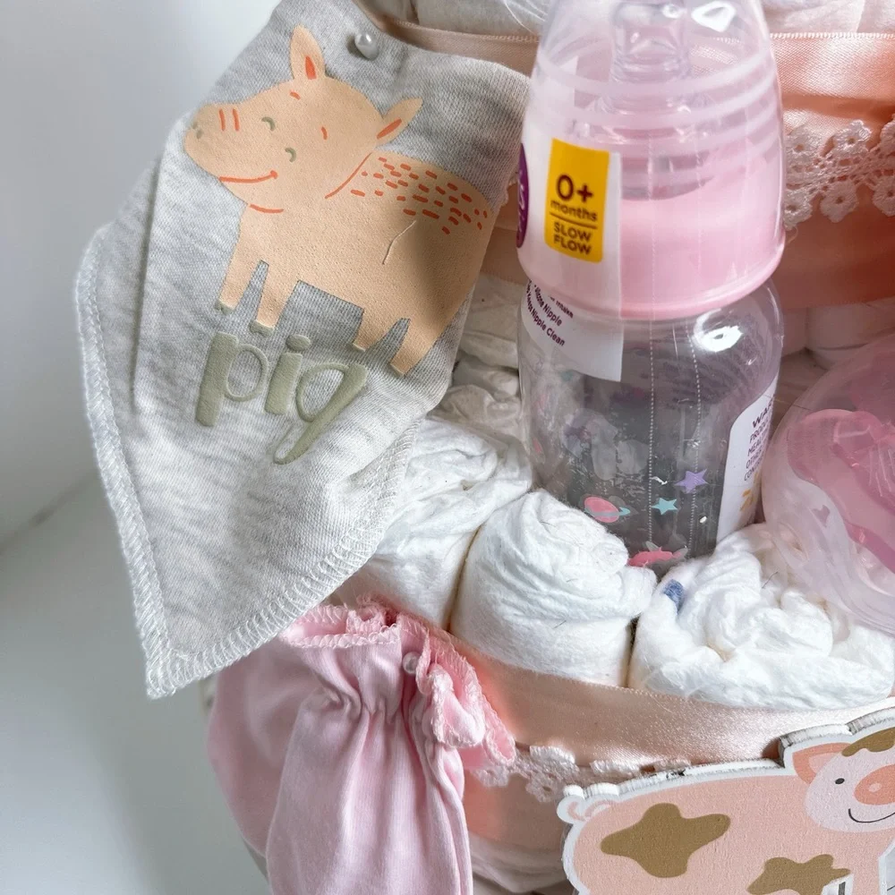 Piggy Diaper Cake, Farm Baby Shower